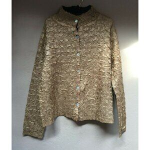 She's all that Womens Black Gold Reversible Crinkle Jacket lightweight Button Up